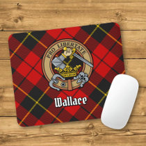 Clan Wallace Crest over Tartan Mouse Pad