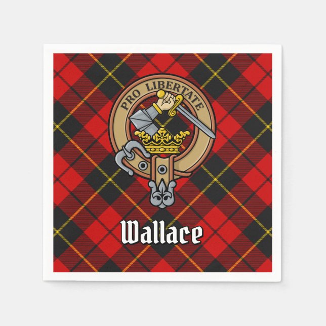 Clan Wallace Crest over Tartan Napkins (Front)
