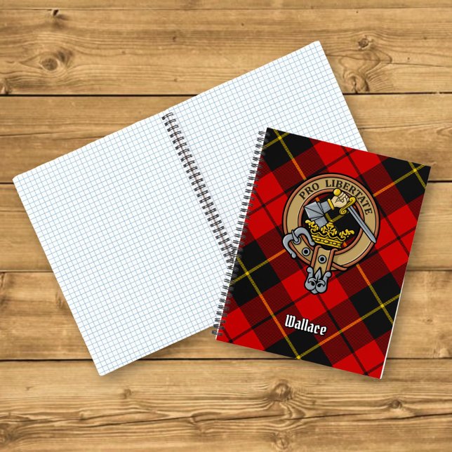 Clan Wallace Crest over Tartan Notebook (Creator Uploaded)