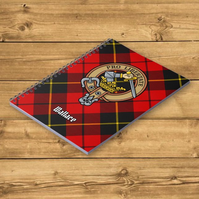 Clan Wallace Crest over Tartan Notebook (Creator Uploaded)