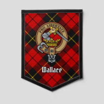 Clan Wallace Crest over Tartan Pennant