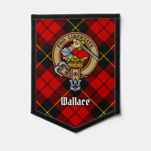 Clan Wallace Crest over Tartan Pennant