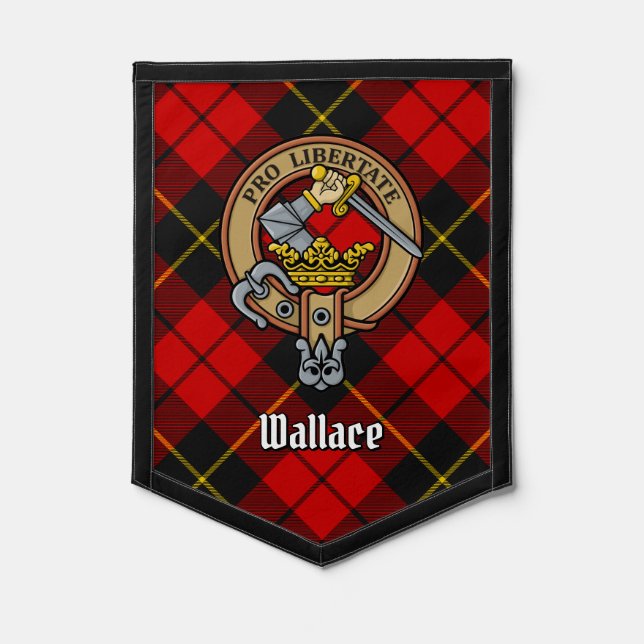 Clan Wallace Crest over Tartan Pennant (Front)