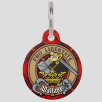 Clan Wallace Crest over Tartan Pet ID Tag