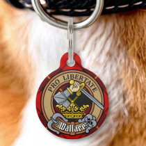 Clan Wallace Crest over Tartan Pet ID Tag