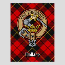 Clan Wallace Crest over Tartan Poster