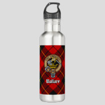 Clan Wallace Crest over Tartan Stainless Steel Water Bottle