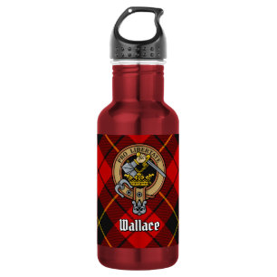 Clan Wallace Crest over Tartan Stainless Steel Water Bottle