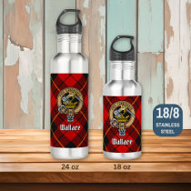 Clan Wallace Crest over Tartan Stainless Steel Water Bottle