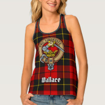 Clan Wallace Crest over Tartan Tank Top