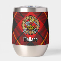 Clan Wallace Crest over Tartan Thermal Wine Tumbler