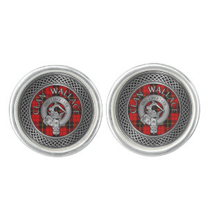 Clan Wallace Crest & Tartan Knot Cufflinks