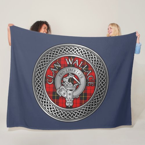 Clan Wallace Crest  Tartan Knot Fleece Blanket