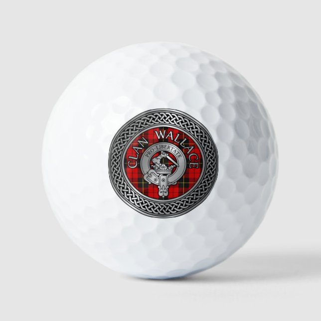 Clan Wallace Crest & Tartan Knot Golf Balls (Front)