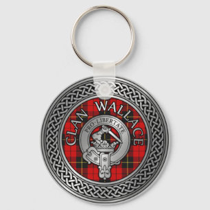 Clan Wallace Crest & Tartan Knot Keychain