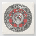 Clan Wallace Crest &amp; Tartan Knot Stone Coaster