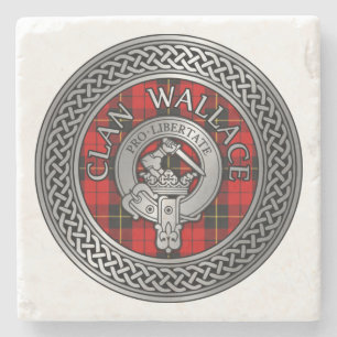 Clan Wallace Crest & Tartan Knot Stone Coaster