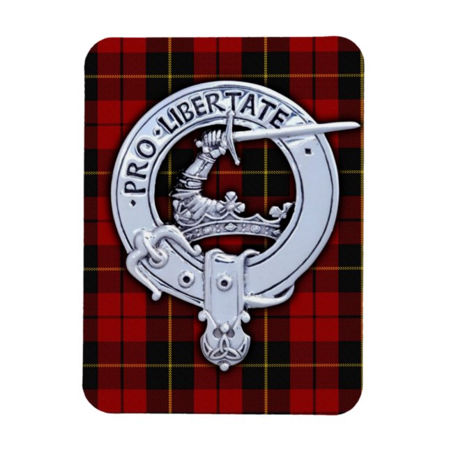 Clan Wallace Crest & Tartan Magnet (Vertical)