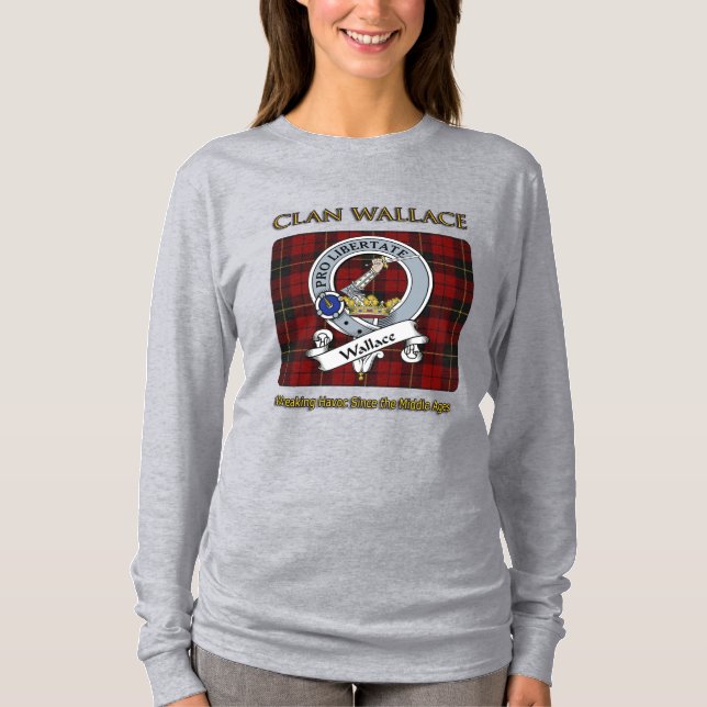 Clan Wallace Crest & Tartan T-Shirt (Front)