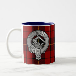 Clan Wallace Crest & Tartan Two-Tone Coffee Mug
