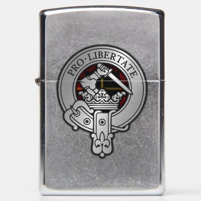 Clan Wallace Crest & Tartan Zippo Lighter (Front)