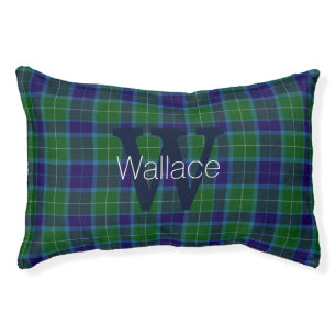 Clan Wallace Custom Monogram Plaid Pet Bed