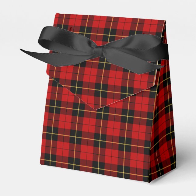 Clan Wallace Red and Black Scottish Tartan Favor Boxes (Front Side)