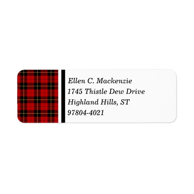 Clan Wallace Red and Black Scottish Tartan Label (Front)
