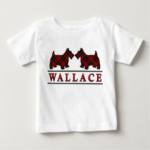 Clan Wallace Scottie Dogs Scottish Clan Tartan Baby T-Shirt