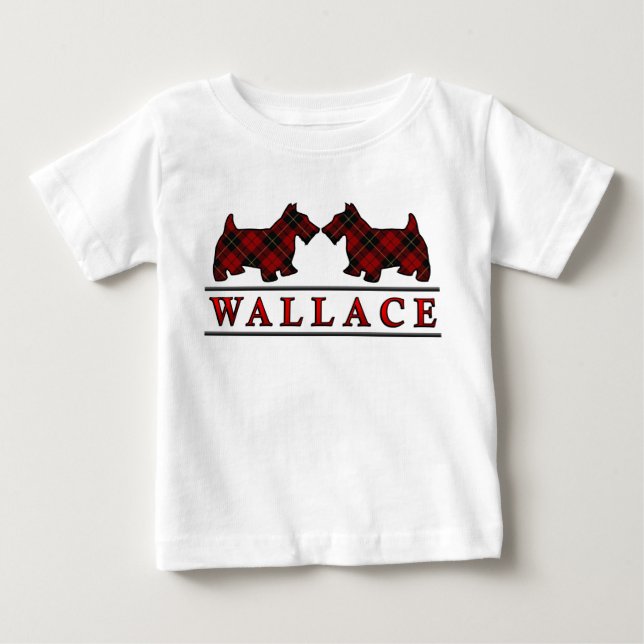 Clan Wallace Scottie Dogs Scottish Clan Tartan Baby T-Shirt (Front)
