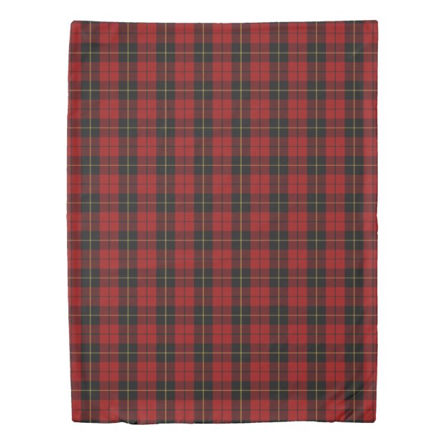 Clan Wallace Scottish Accents Red Black Tartan Duvet Cover (Front)