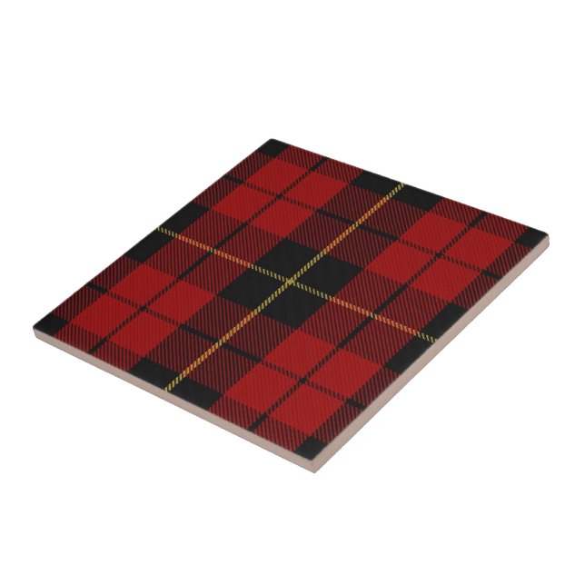 Clan Wallace Scottish Expressions Red Black Tartan Ceramic Tile (Side)