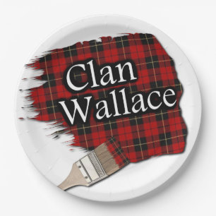 Clan Wallace Scottish Tartan Paint Brush Paper Plates