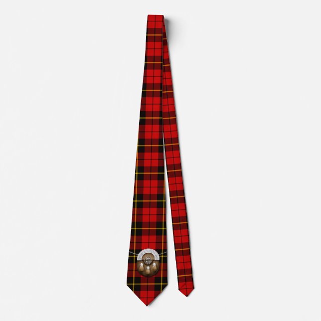 Clan Wallace Tartan And Sporran Neck Tie (Front)