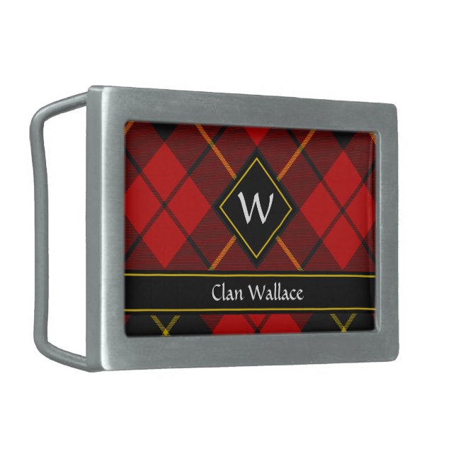 Clan Wallace Tartan Belt Buckle (Front Left)