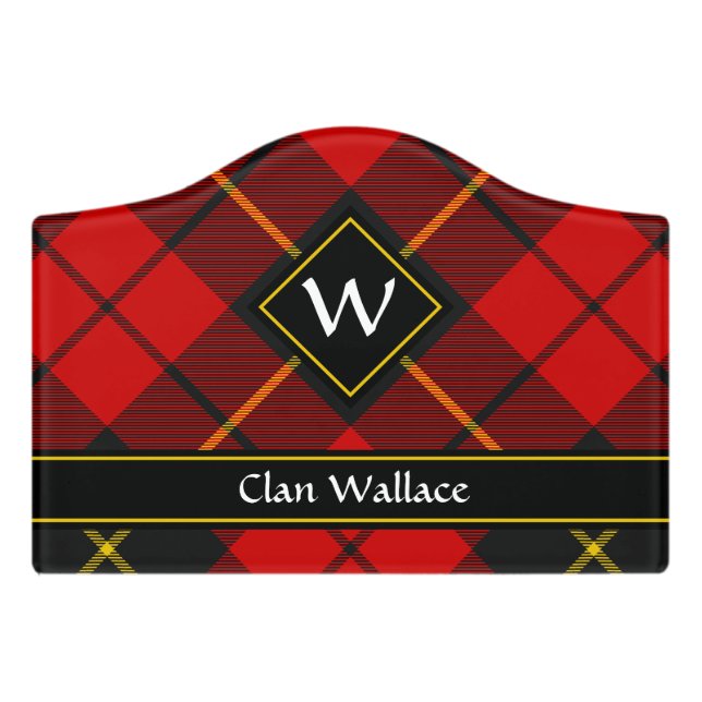 Clan Wallace Tartan Door Sign (Small Crest Front)