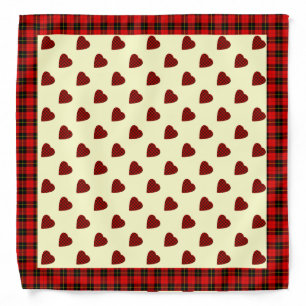 Clan Wallace Tartan Heart Pattern Bandana