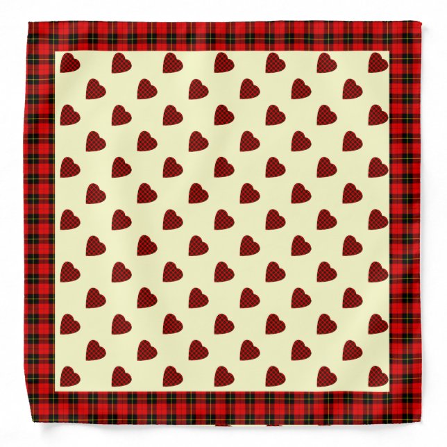 Clan Wallace Tartan Heart Pattern Bandana (Front)
