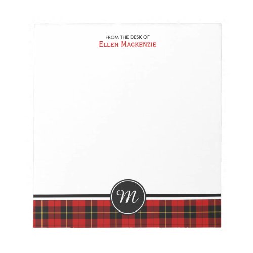 Clan Wallace Tartan Monogram Notepad