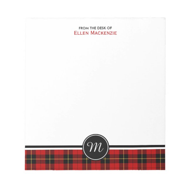 Clan Wallace Tartan Monogram Notepad (Front)