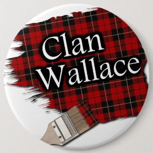Clan Wallace Tartan Paint Brush Button