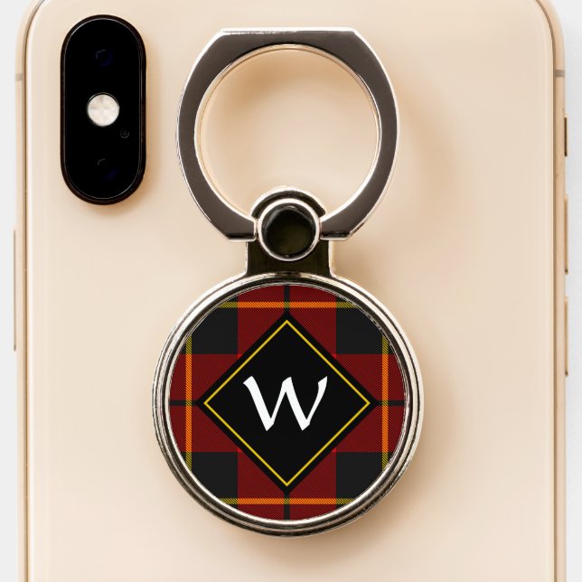Clan Wallace Tartan Phone Ring Stand (Close Up)