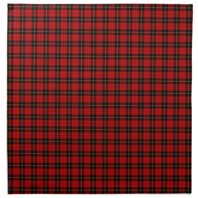 Clan Wallace Tartan Red and Black Plaid Cloth Napkin (Front)