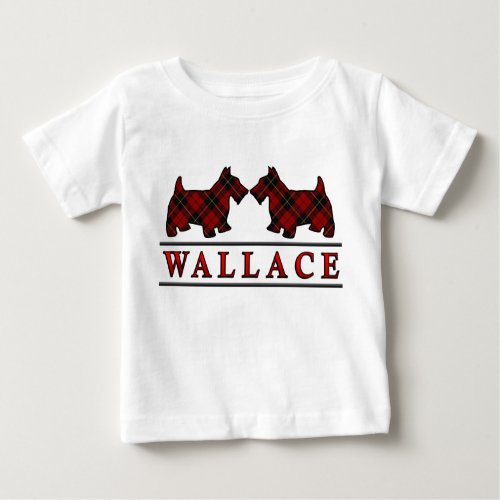 Clan Wallace Tartan Scottie Dogs Baby T_Shirt