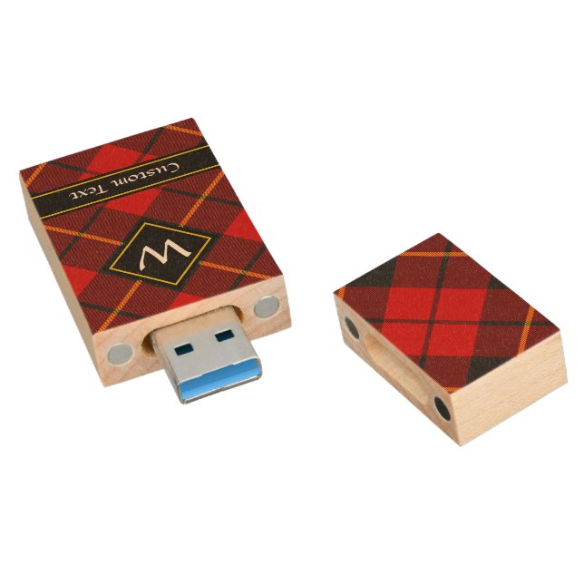 Clan Wallace Tartan Wood Flash Drive (Angled)