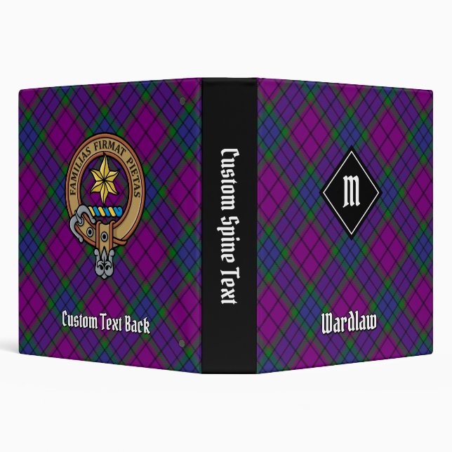 Clan Wardlaw Crest over Tartan 3 Ring Binder (Background)
