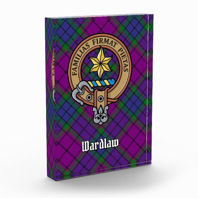 Clan Wardlaw Crest over Tartan Acrylic Award (Left)