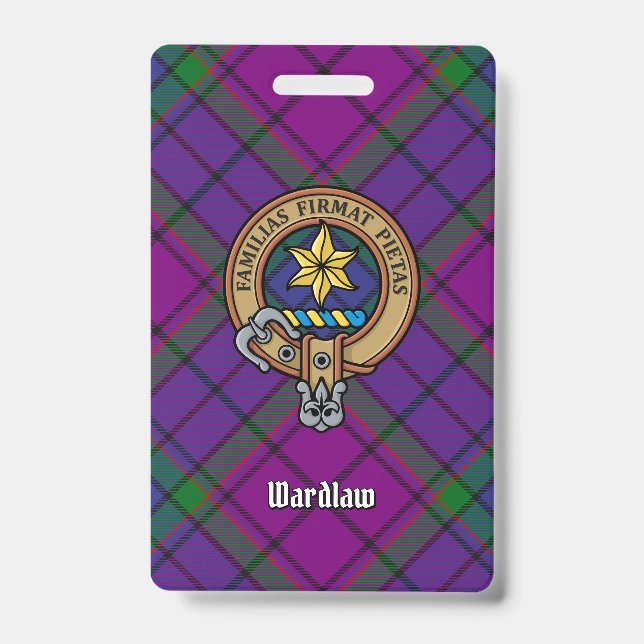 Clan Wardlaw Crest over Tartan Badge (Front)