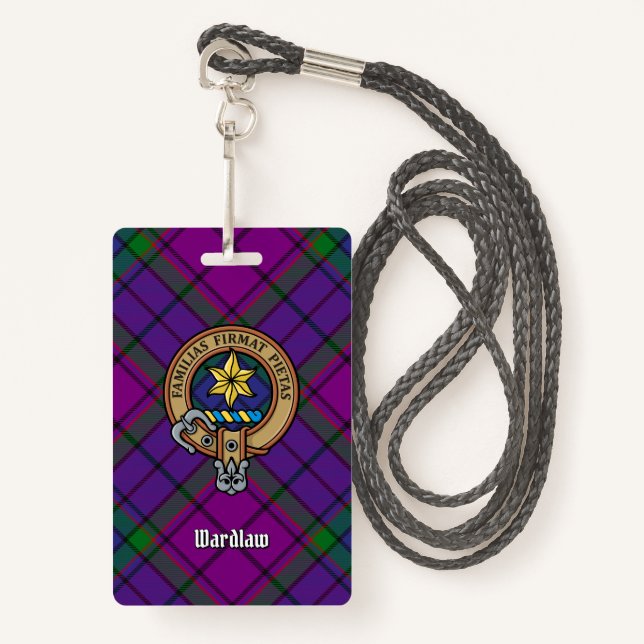 Clan Wardlaw Crest over Tartan Badge (Front with Lanyard)