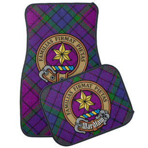Clan Wardlaw Crest over Tartan Car Floor Mat